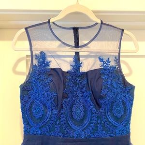 Blue mid-calf length ball gown